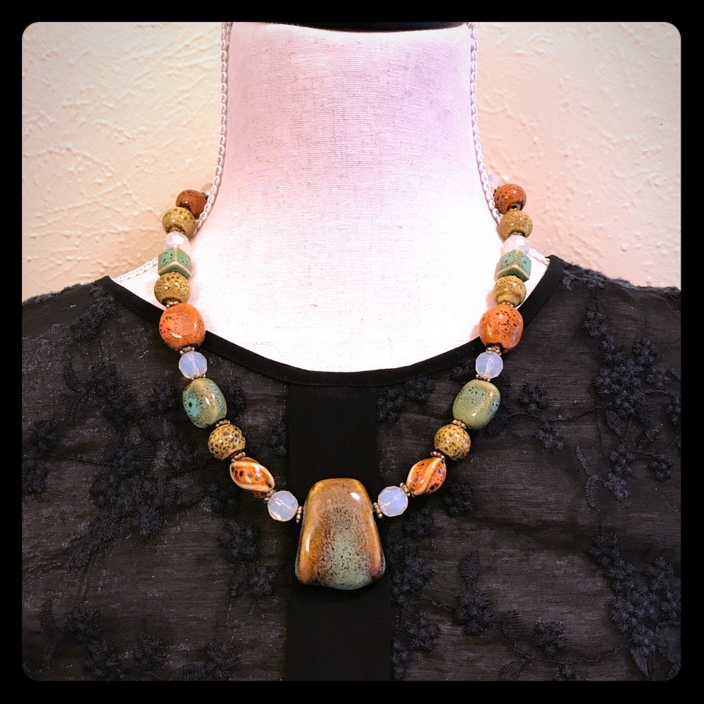 Stone and beaded necklace
